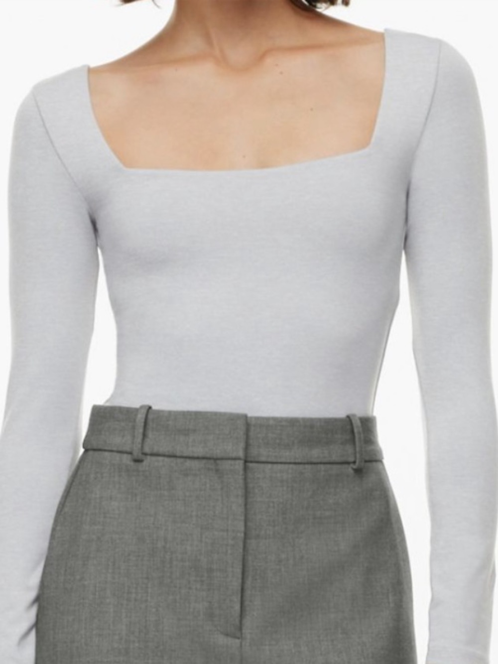 NWT Aritzia Contour Squareneck Bodysuit Size XS gray long sleeve NEW